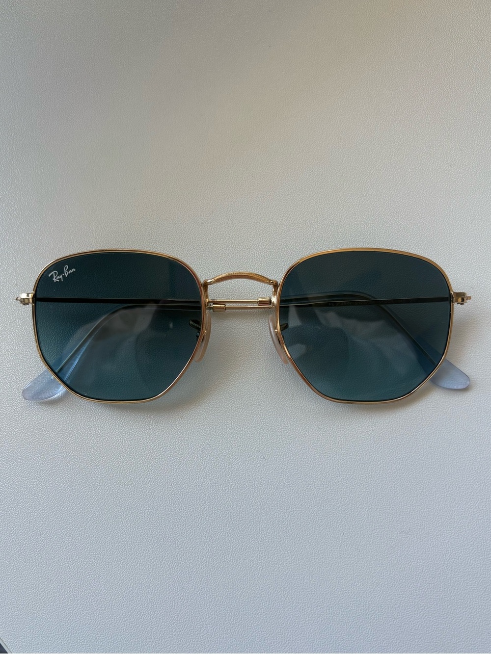 Ray-Ban Gold Frame Hexagonal Sunglasses Polarized with case